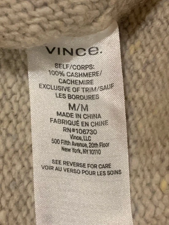 VINCE Cashmere Sweater Medium Beige Oatmeal Crewneck Minimalist Oversized Split - Picture 11 of 11